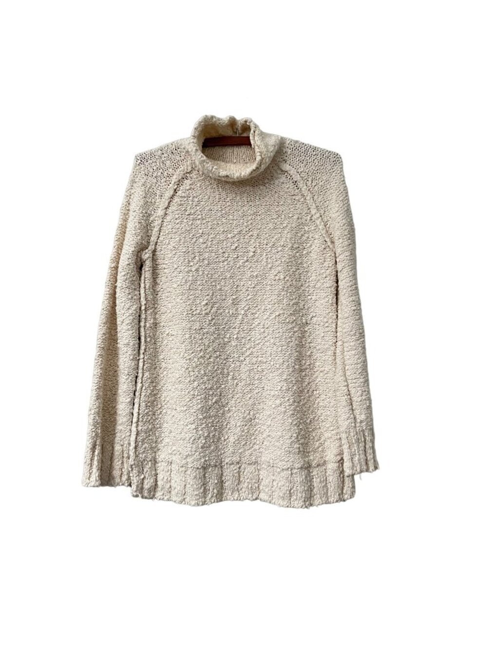 Anthropologie Moth Ivory Chunky Knit Mock Neck Sweater Size Small